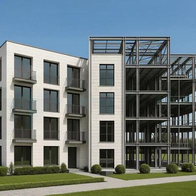 多階建てのモダンなプレハブ鉄骨構造ホテル